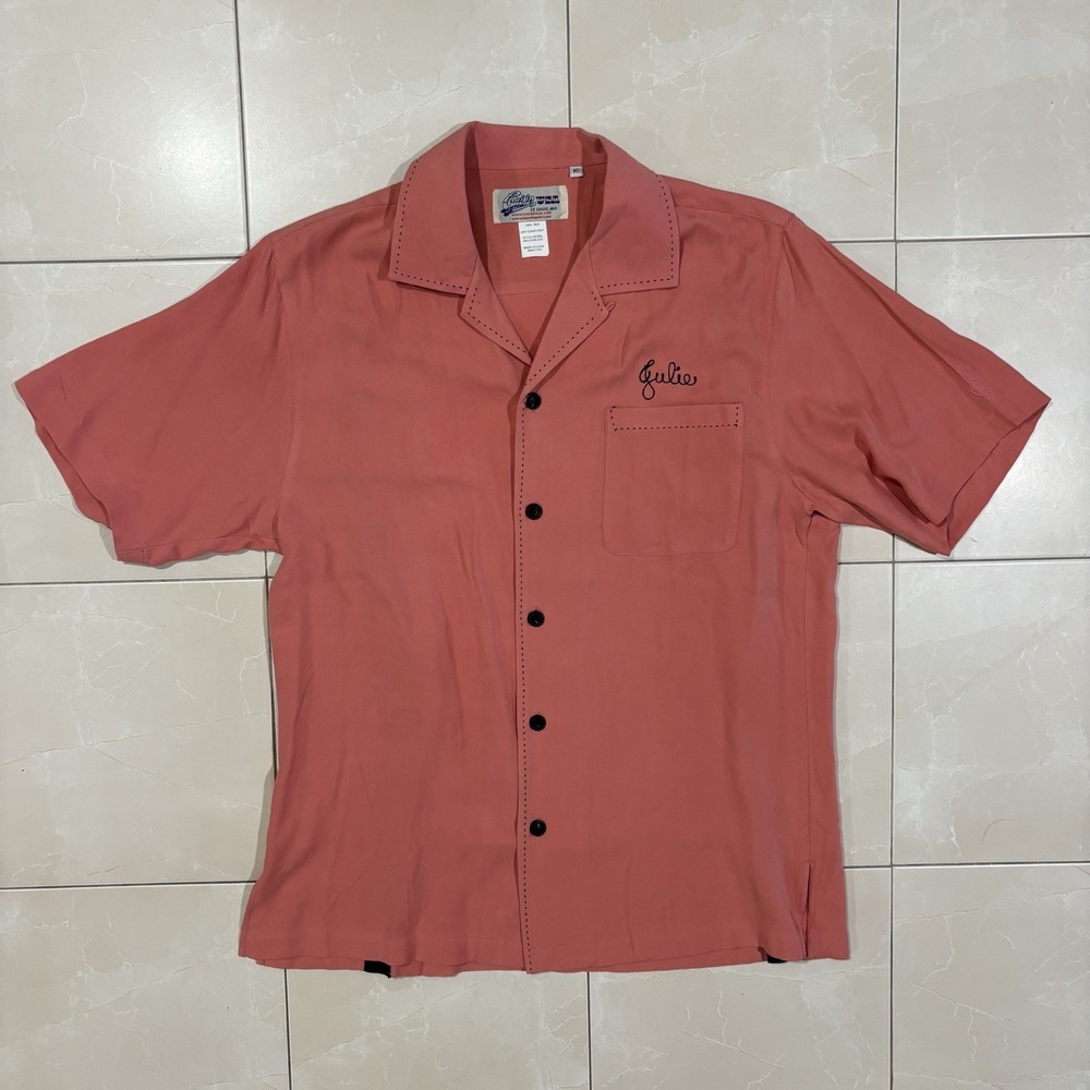 Vintage CRUISIN USA Bowling Shirt Silk Chain Stitch Rockabilly Western Ricky L